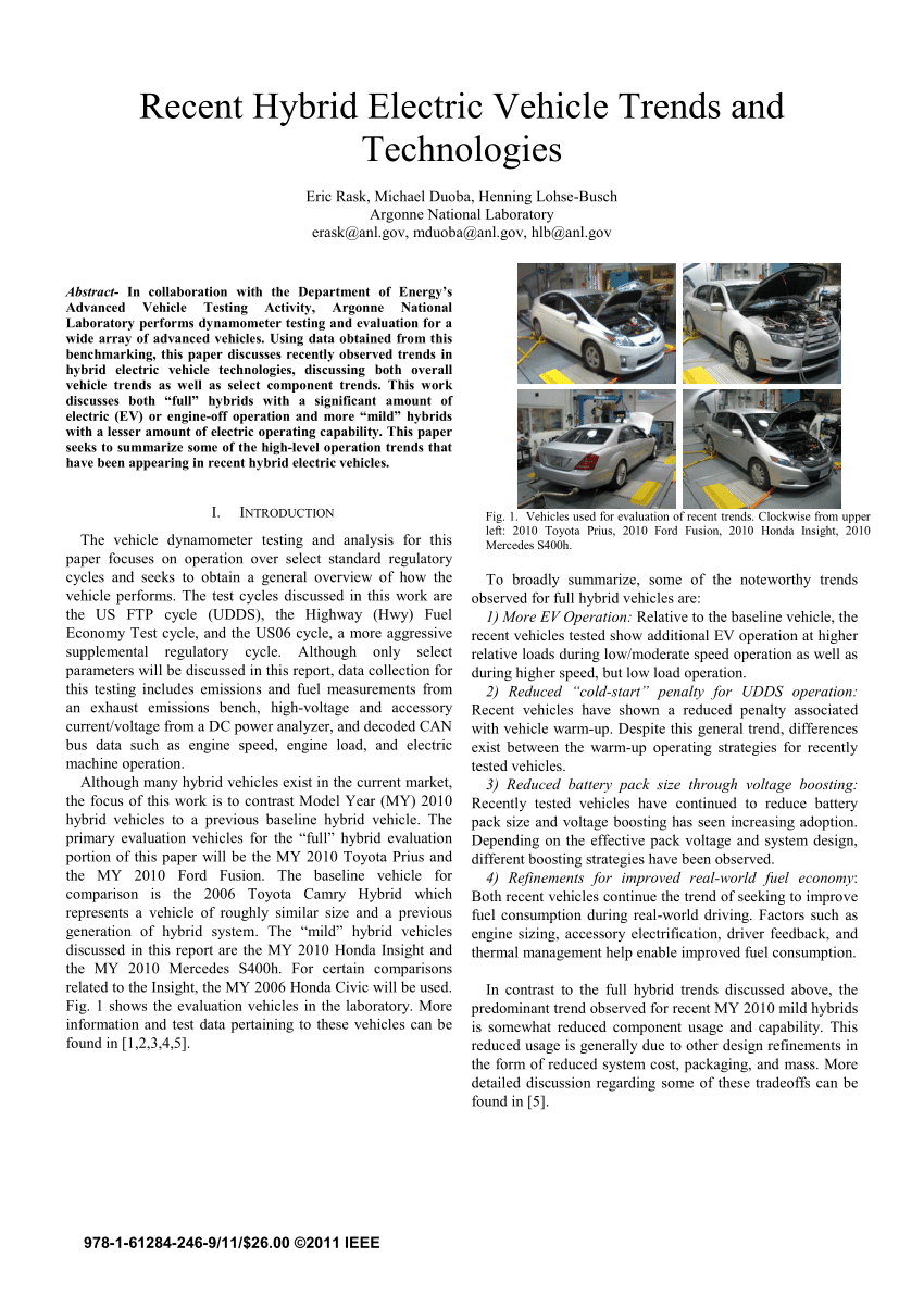 hybrid electric vehicle literature review