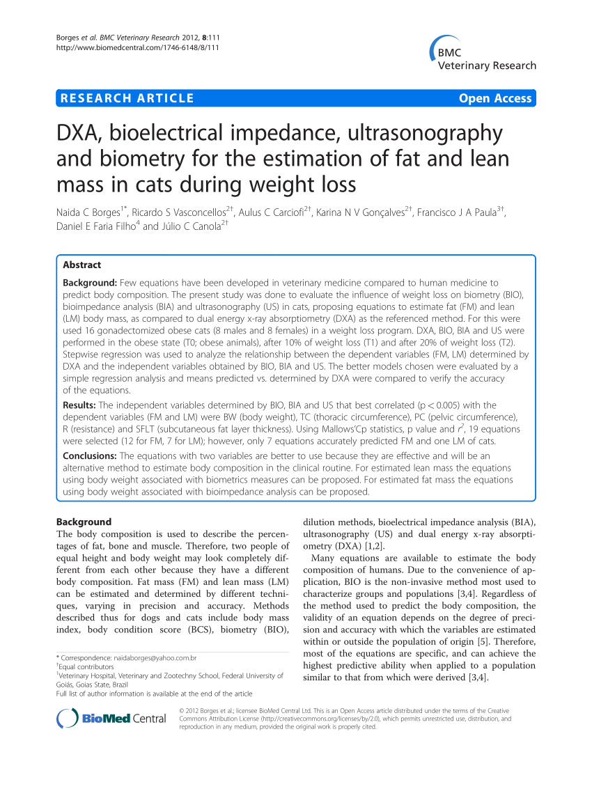 PDF DXA bioelectrical impedance ultrasonography and biometry  