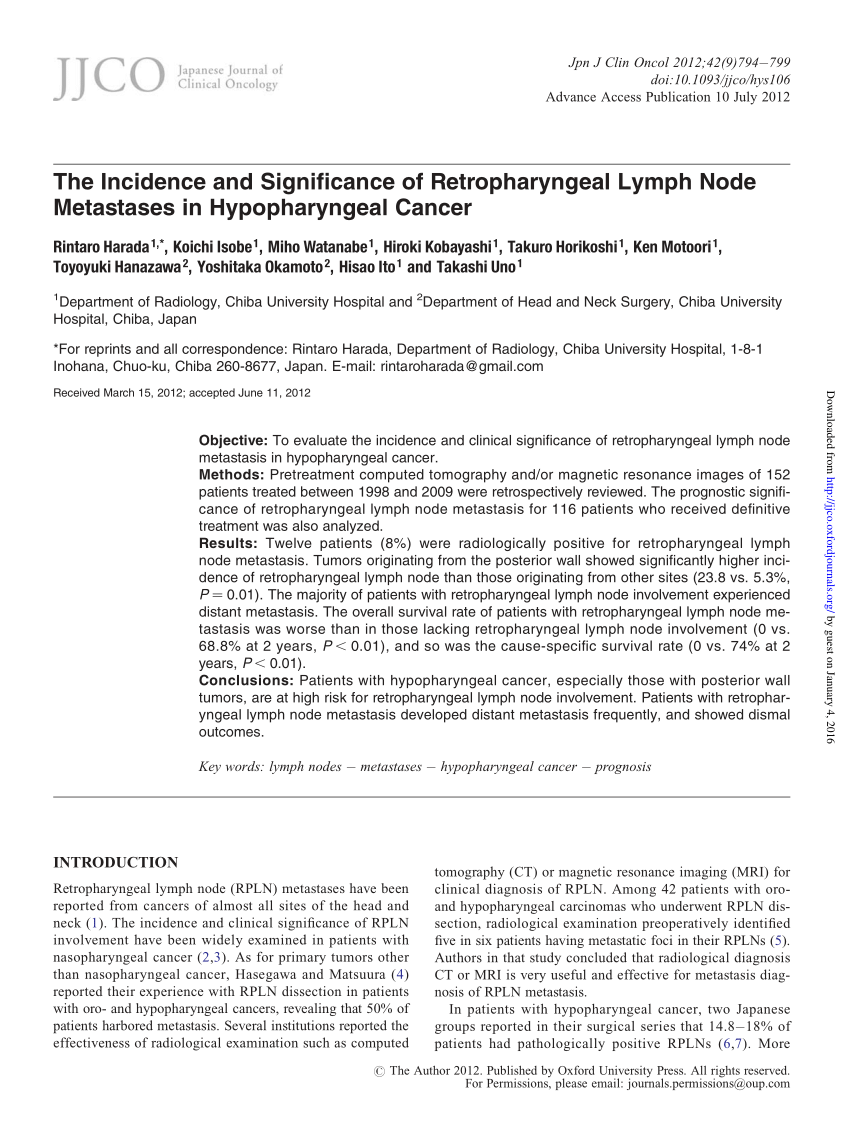 Pdf The Incidence And Significance Of Retropharyngeal Lymph Node