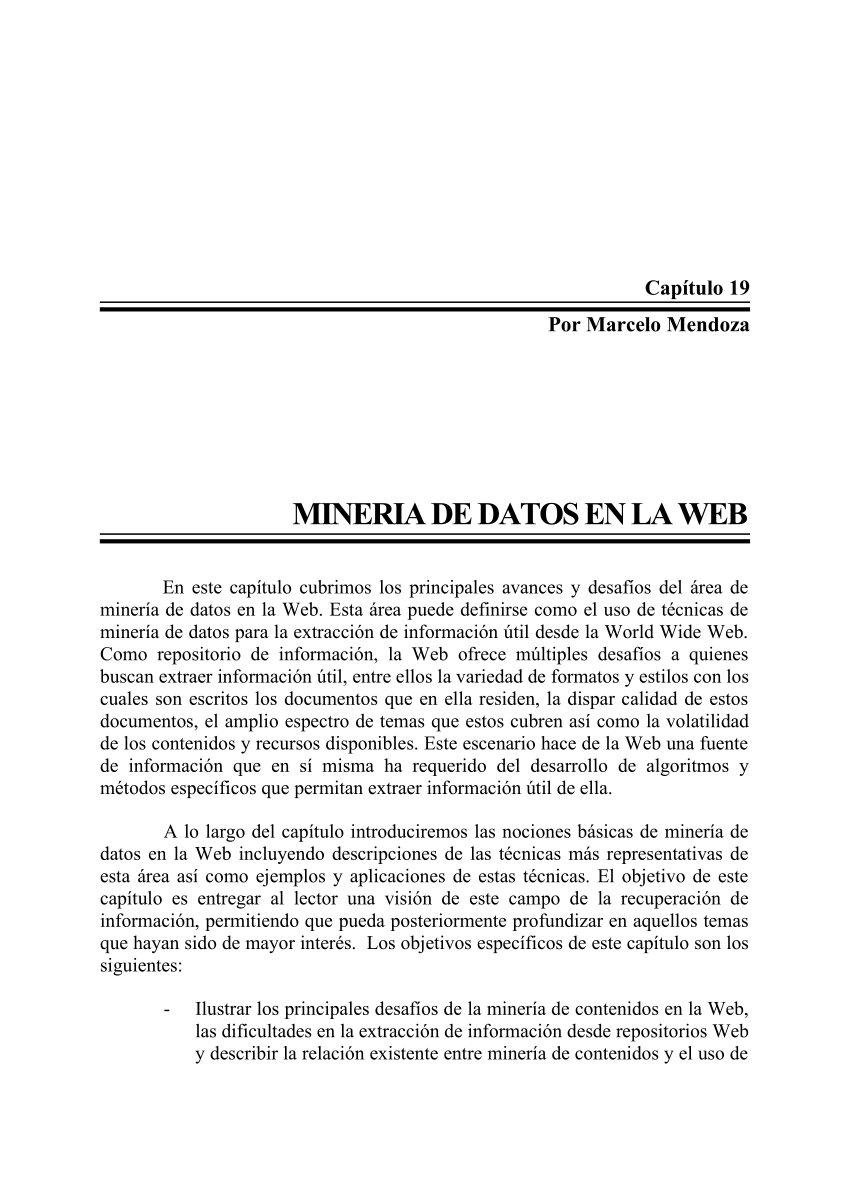 Pdf Mineria De Datos En La Web