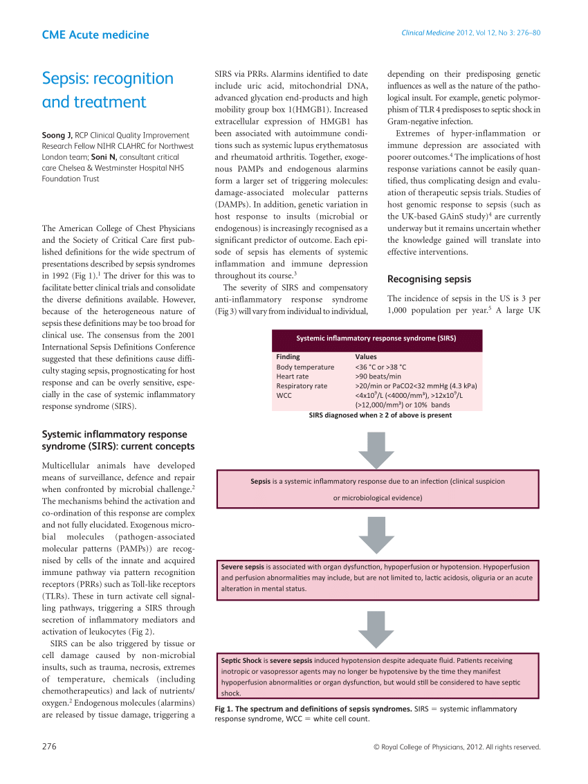 (PDF) Sepsis: Recognition and treatment
