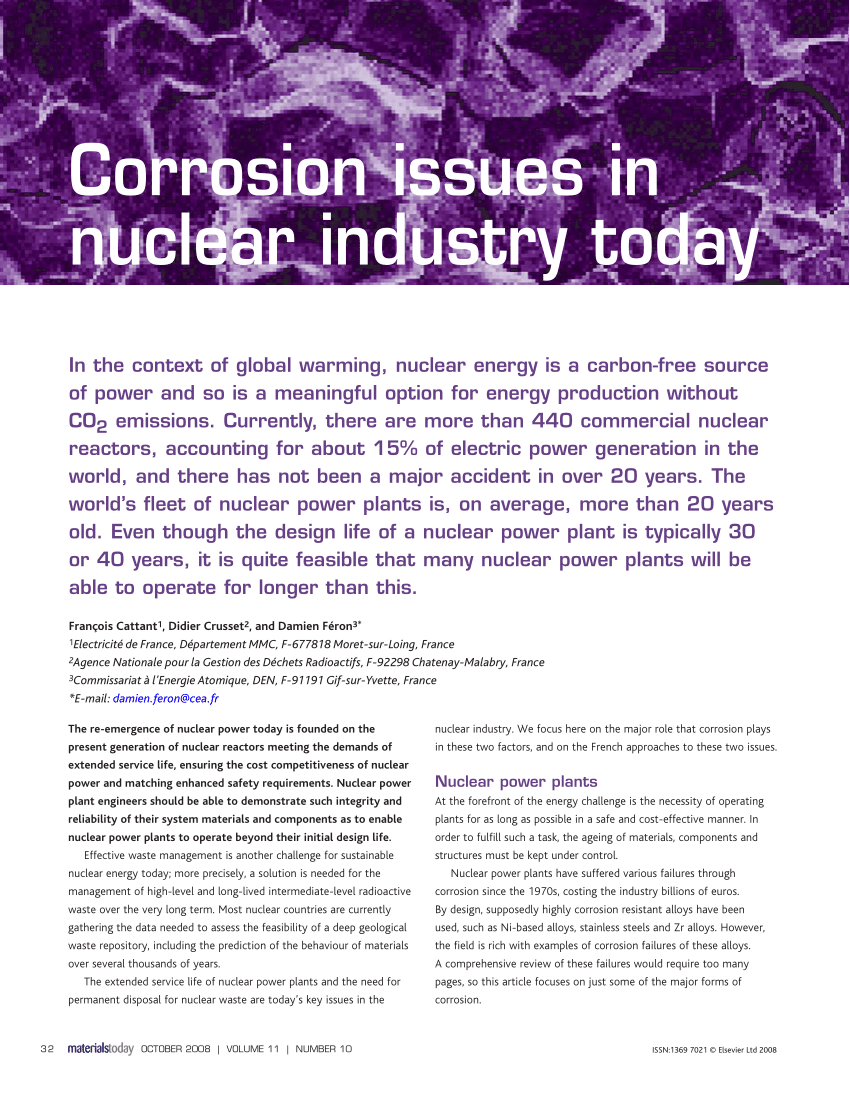case study on corrosion issues in nuclear industry