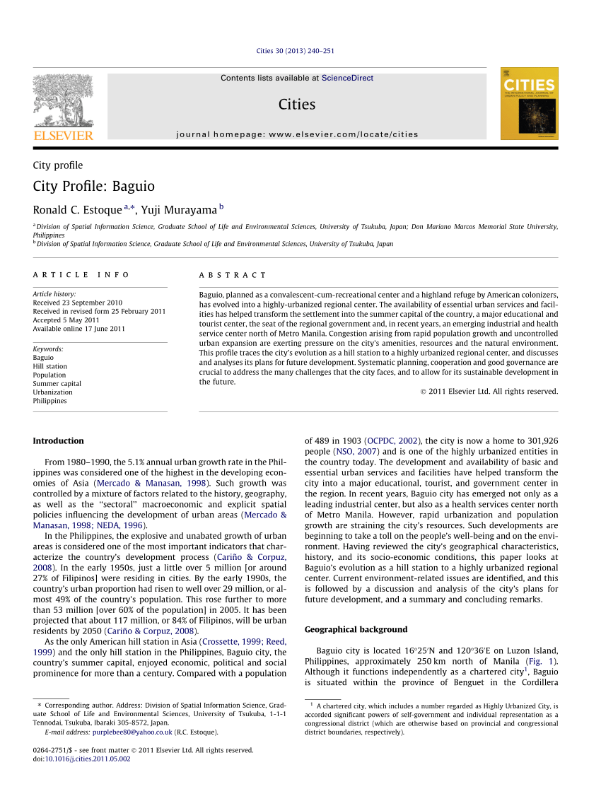 Pdf City Profile Baguio