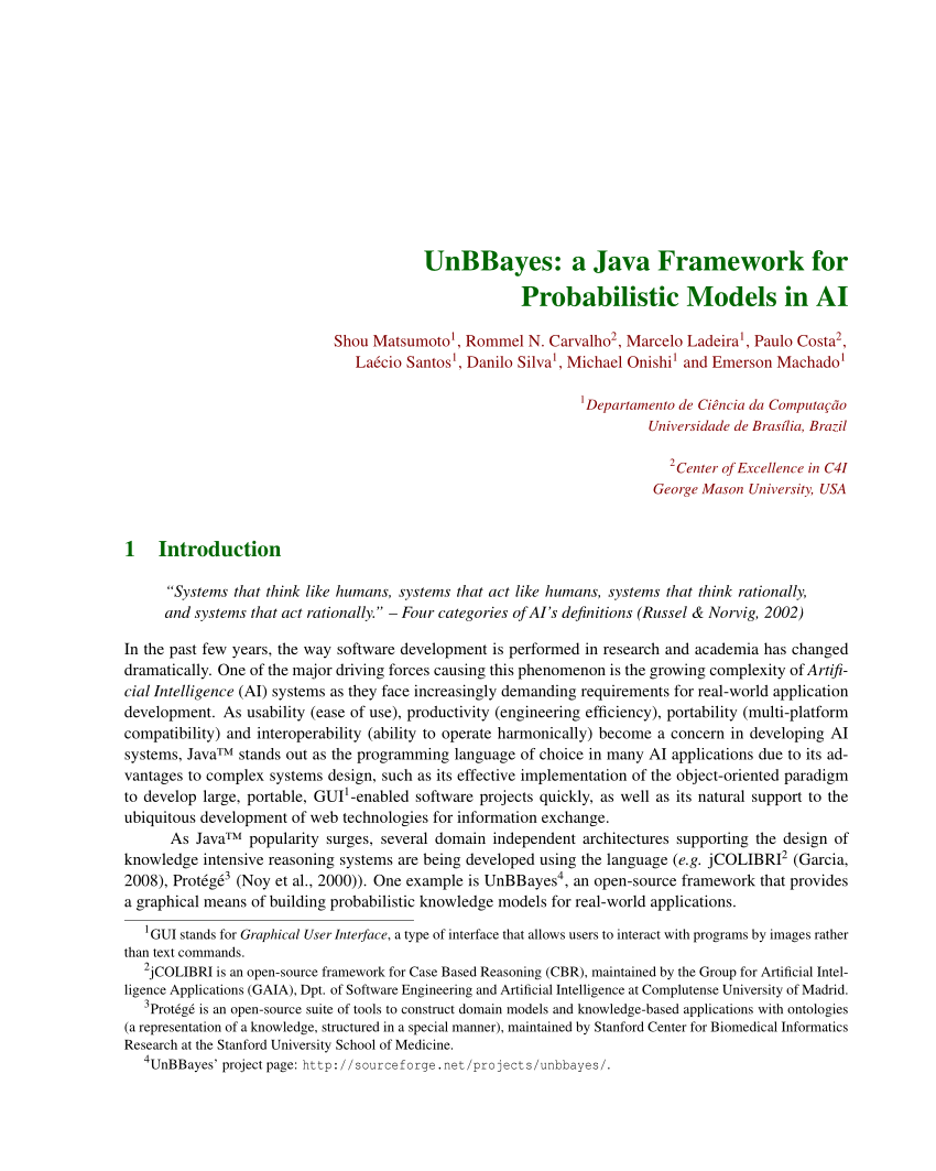 Pdf Unbbayes A Java Framework For Probabilistic Models In Ai