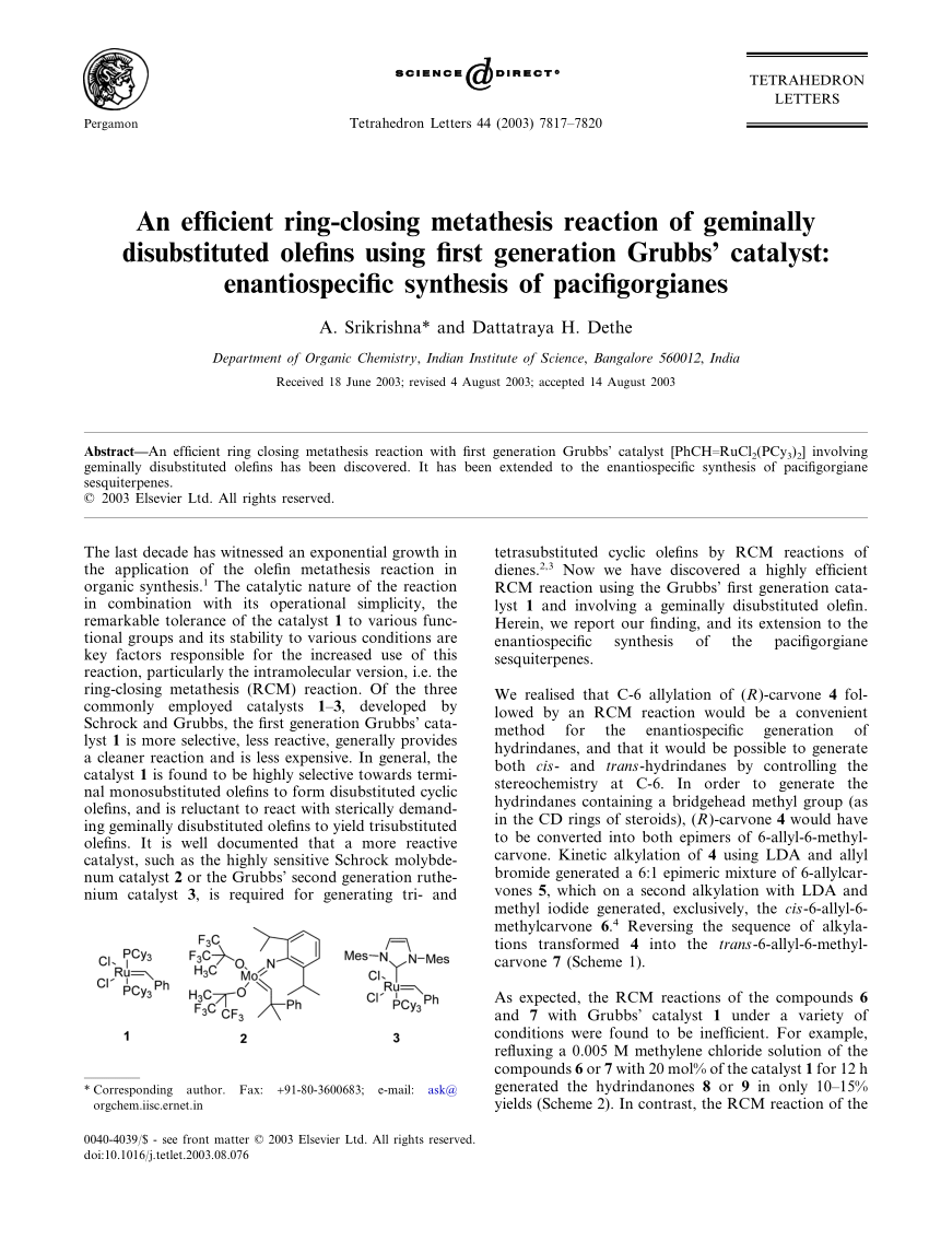 Key processes in ruthenium-catalysed olefin metathesis - Chemical  Communications (RSC Publishing) DOI:10.1039/C4CC02515F