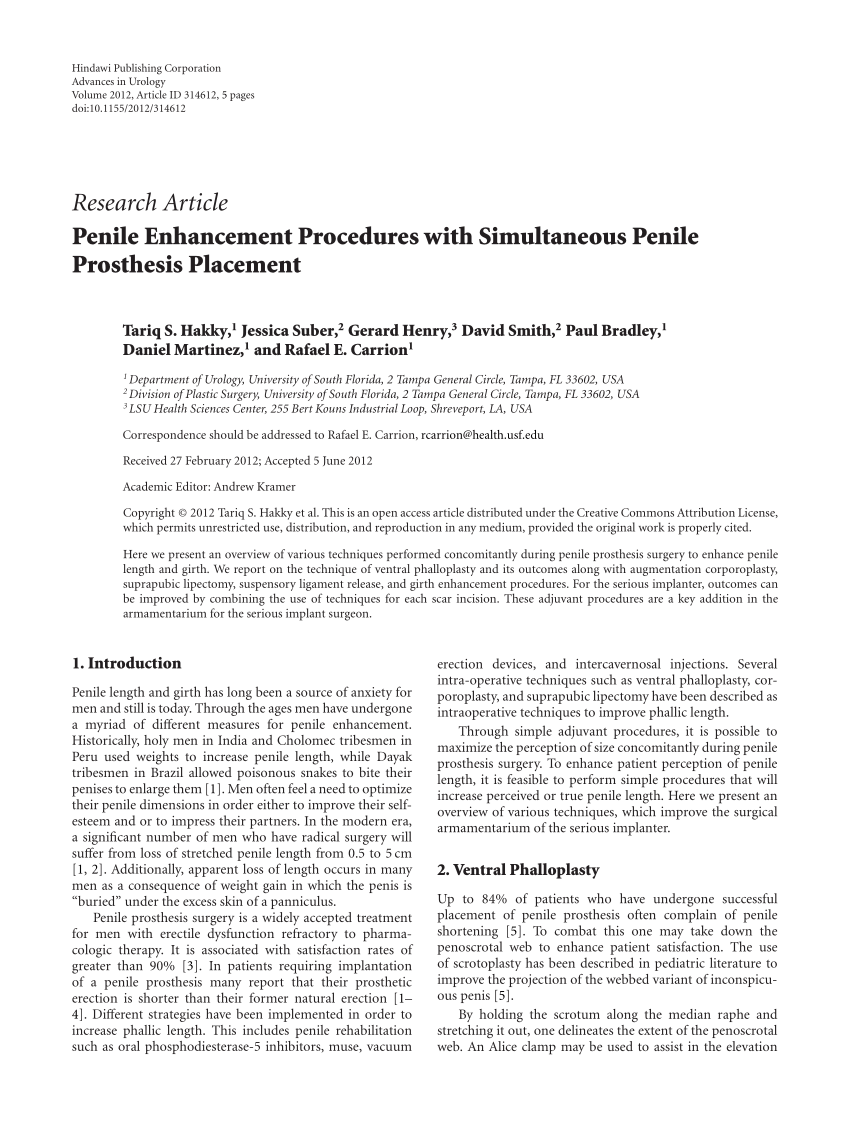 PDF Penile Enhancement Procedures with Simultaneous Penile