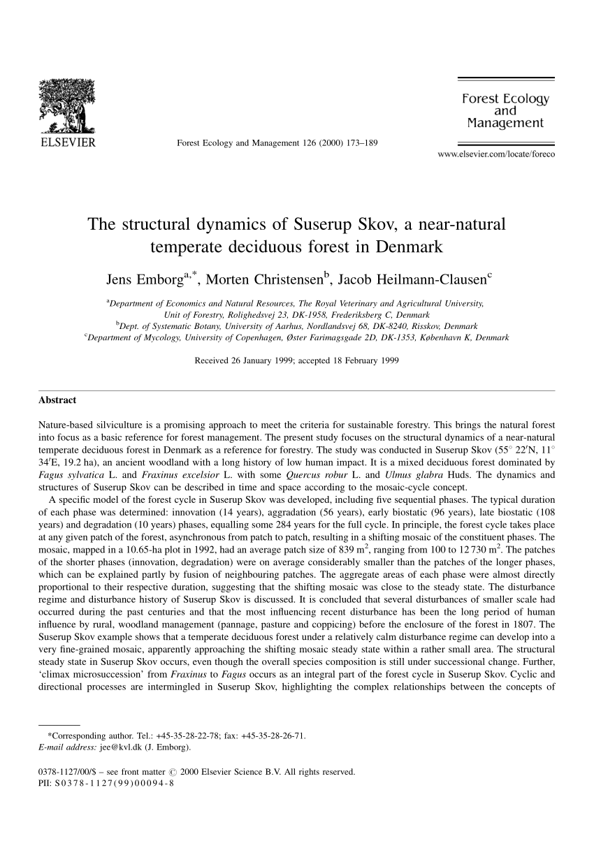 Pdf The Structural Dynamics Of Suserup Skov A Near Natural Temperate Deciduous Forest In Denmark