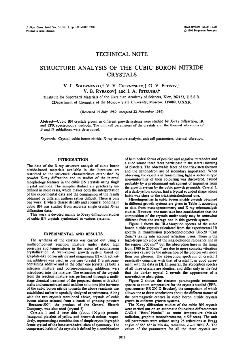 Pdf Structure Analysis Of The Cubic Boron Nitride Crystals