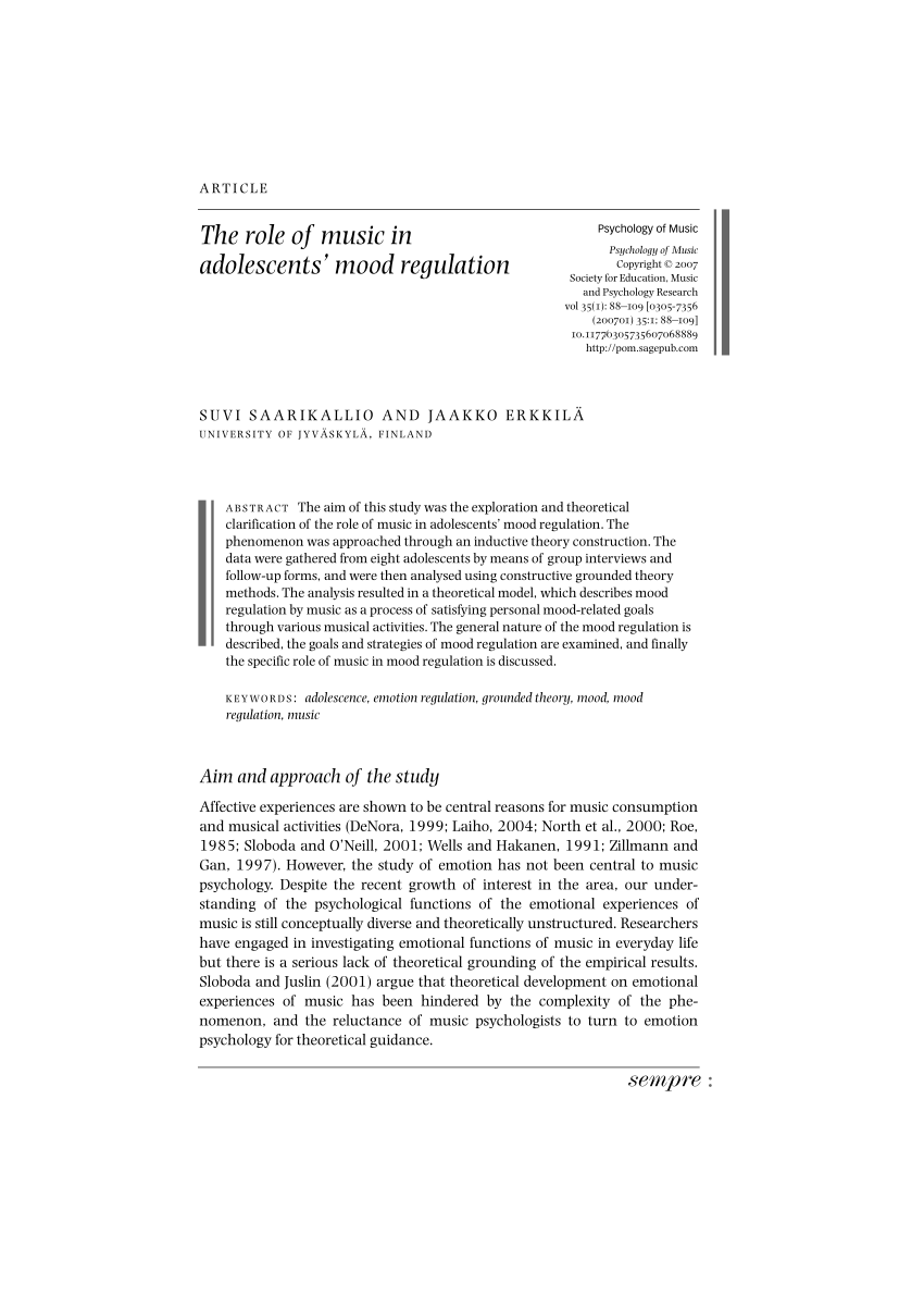 The Impact Of Music On Emotion Comparing Rap And