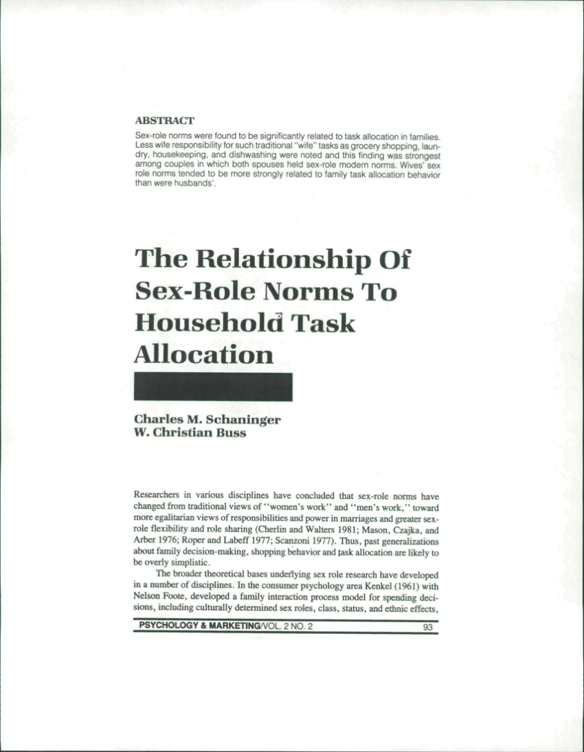 PDF) The relationship of sex‐role norms to household task allocation