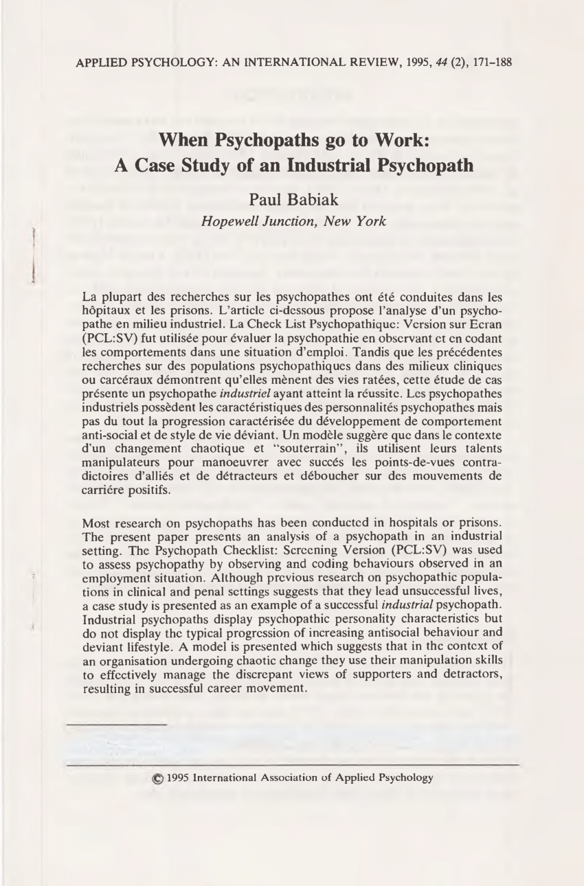 case study on psychopaths