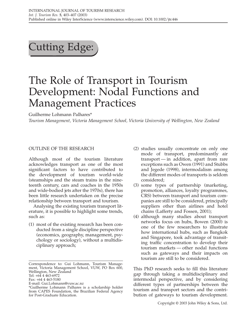 transport and tourism
