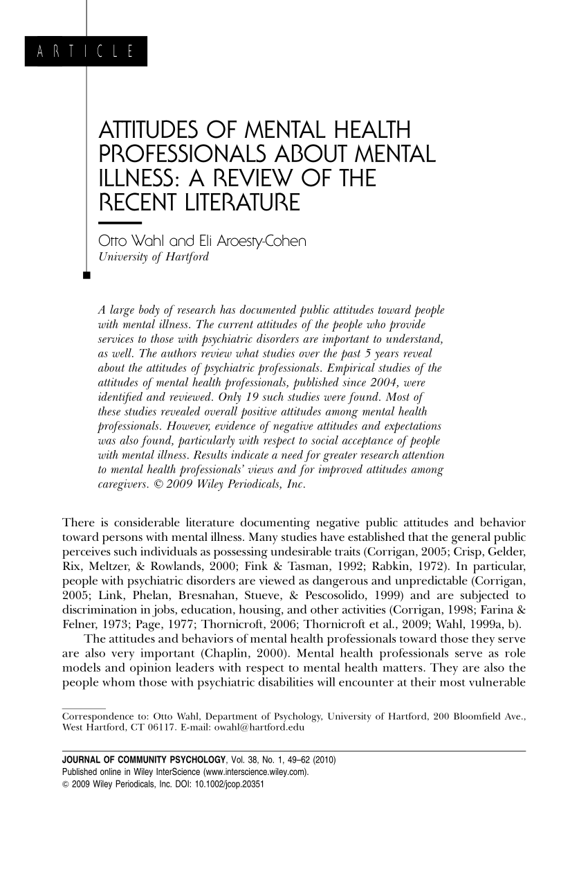 literature review of mental illness