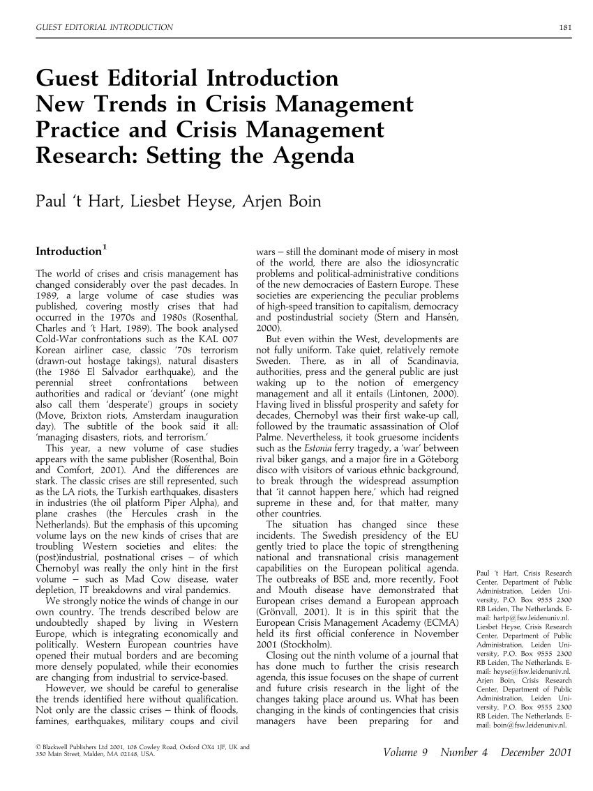 organizational crisis management research paper