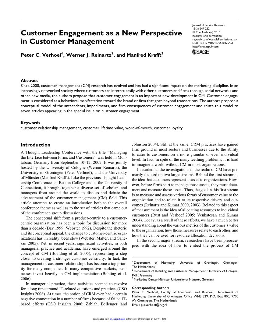 customer engagement research paper