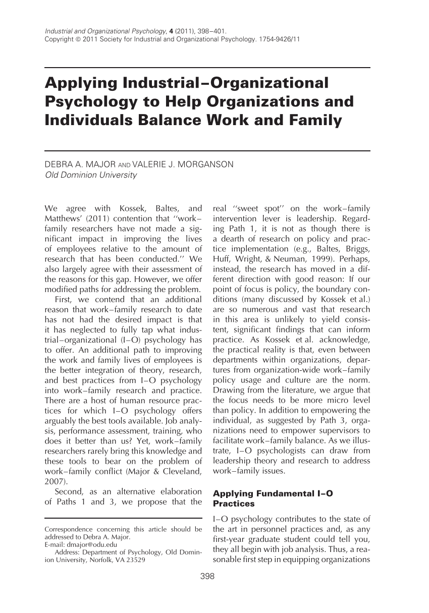 Pdf Applying Industrialorganizational Psychology To Help
