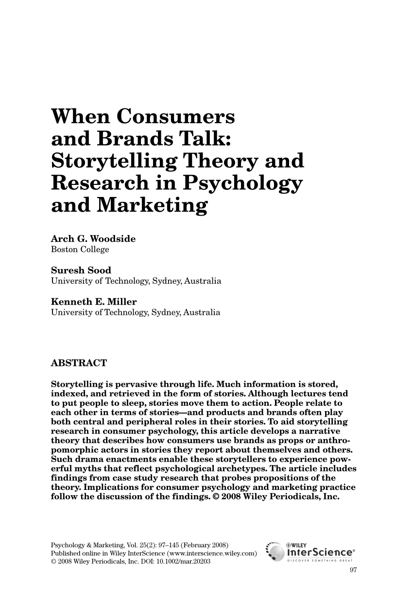 (PDF) When consumers and brands talk: Storytelling theory 