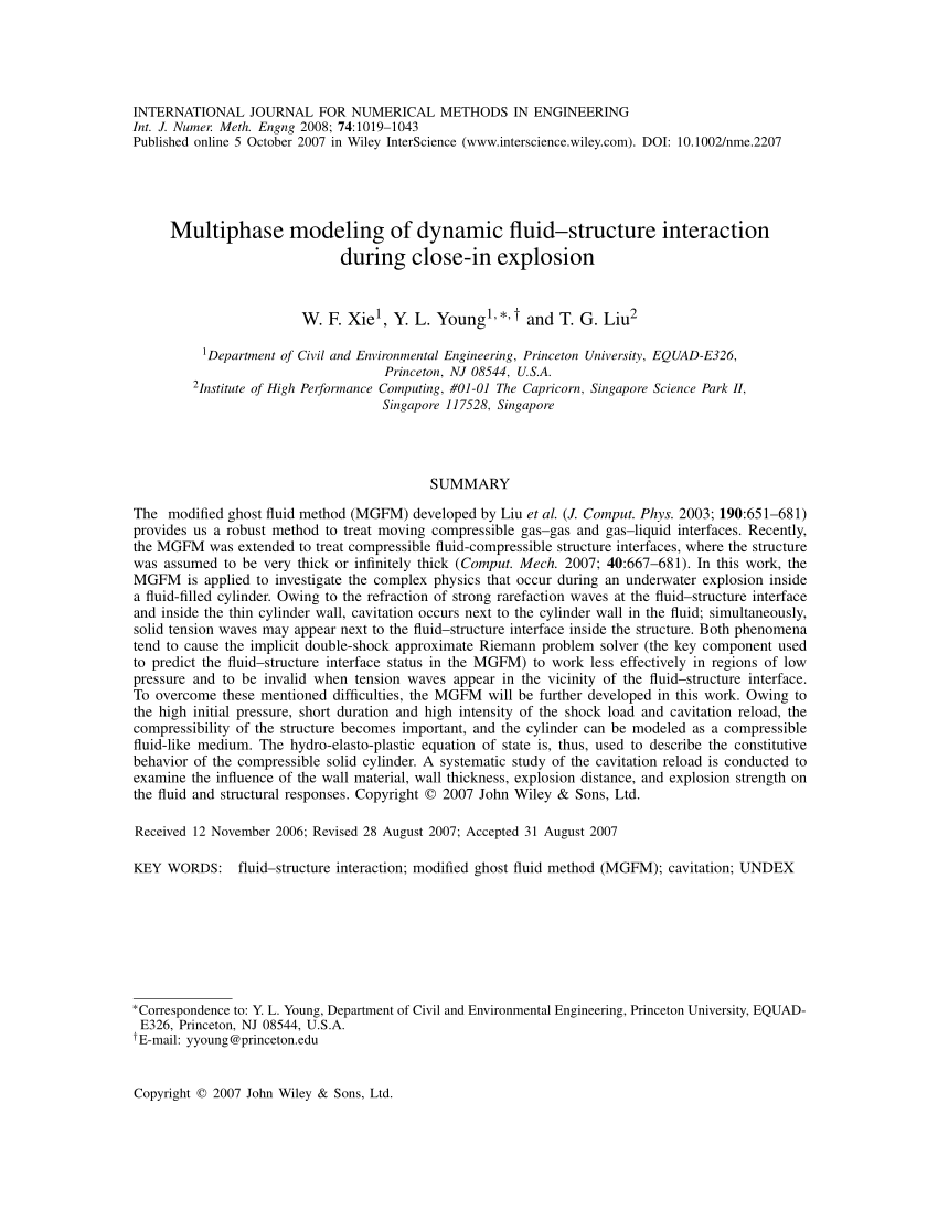 Pdf Multiphase Modeling Of Dynamic Fluid Structure Interaction During Close In Explosion