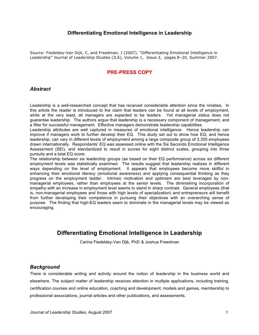 dissertation on emotional intelligence and leadership