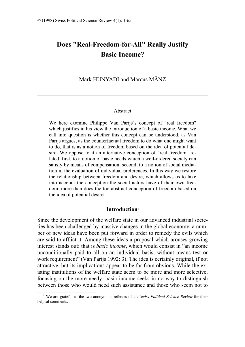 PDF) Does “Real‐Freedom‐for‐All” Really Justify Basic Income?