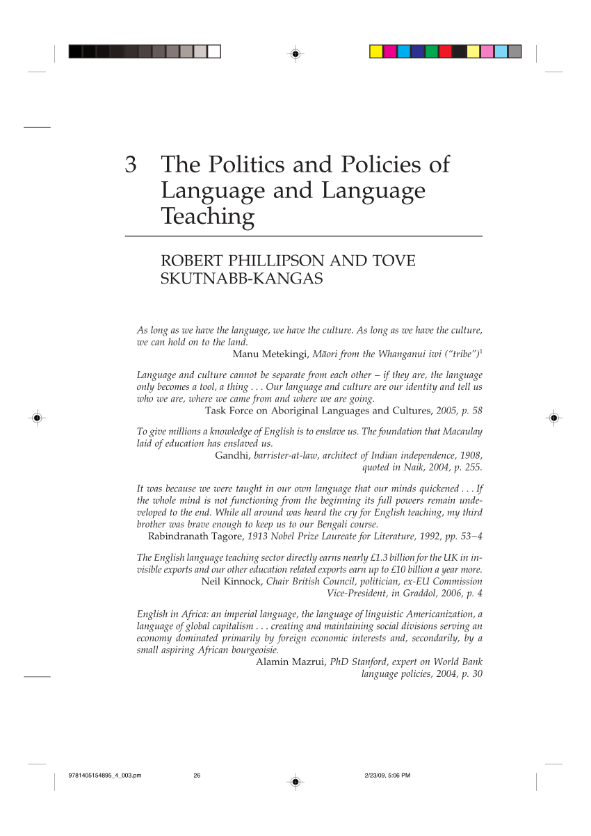 Pdf The Politics And Policies Of Language And Language Teaching