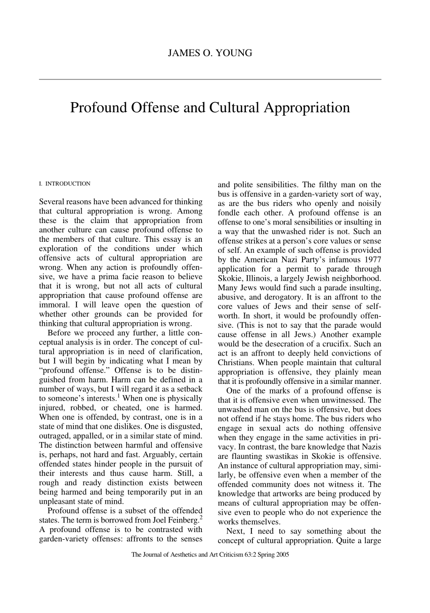 PDF Profound Offense and Cultural Appropriation