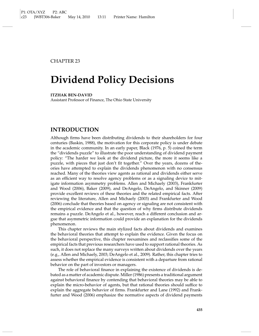 research paper of dividend policy