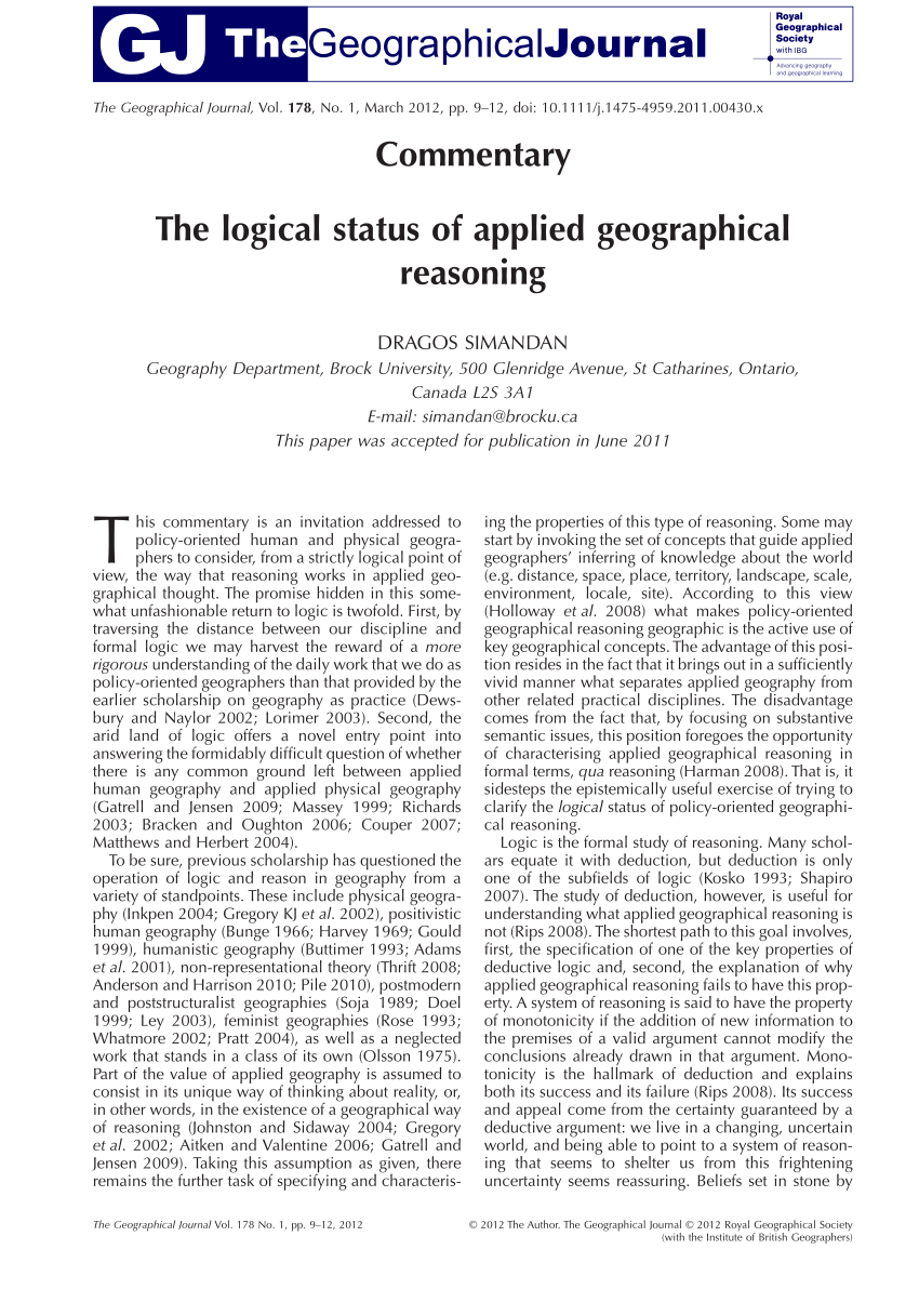 PDF) The logical status of applied geographical reasoning