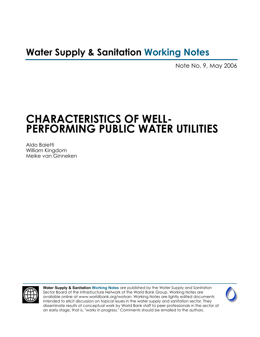 PDF Characteristics of well performing Public Water Utilities