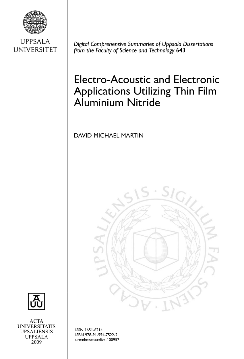 PDF) Electro-Acoustic and Electronic Applications Utilizing Thin ...