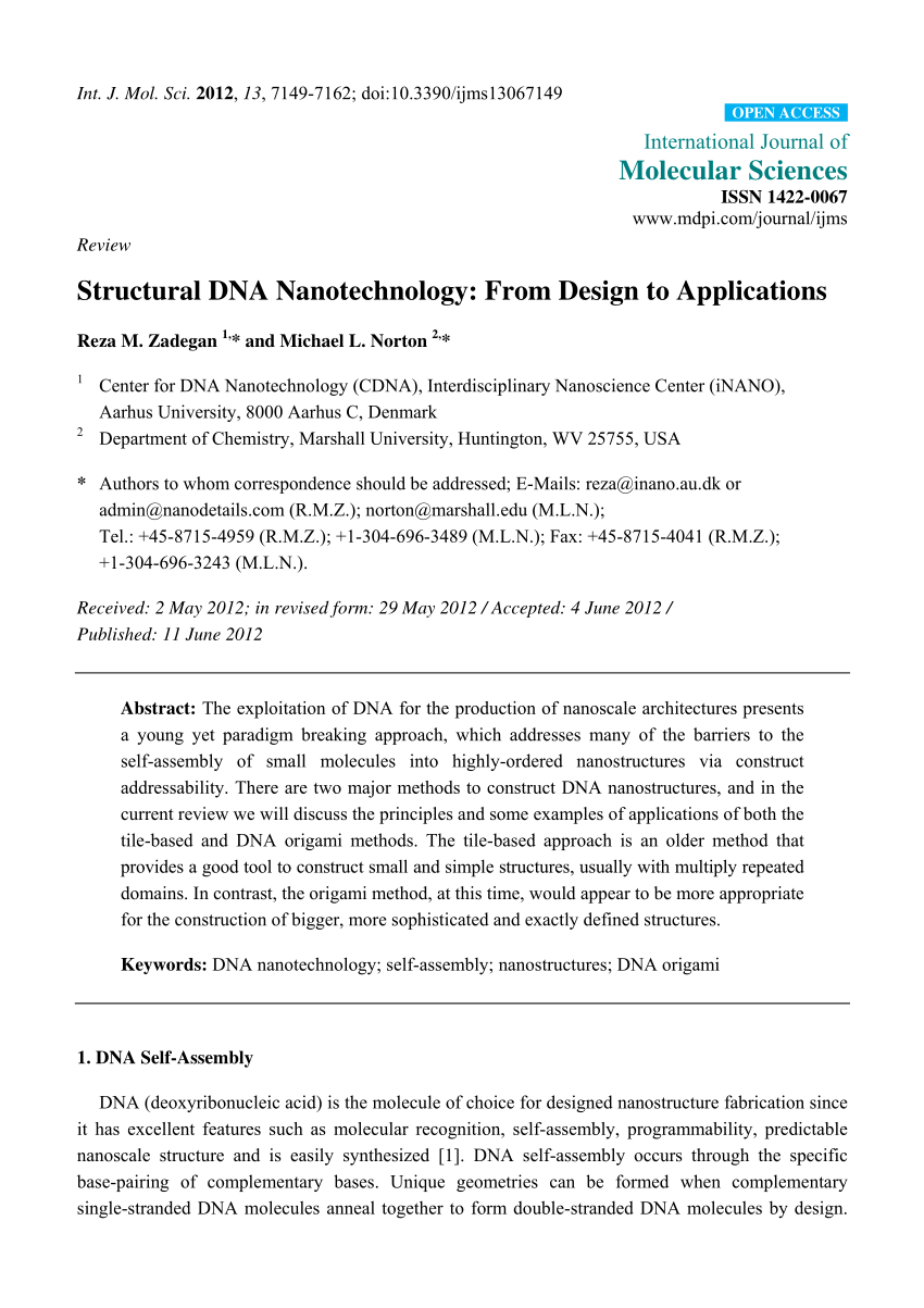 Pdf Structural Dna Nanotechnology From Design To Applications