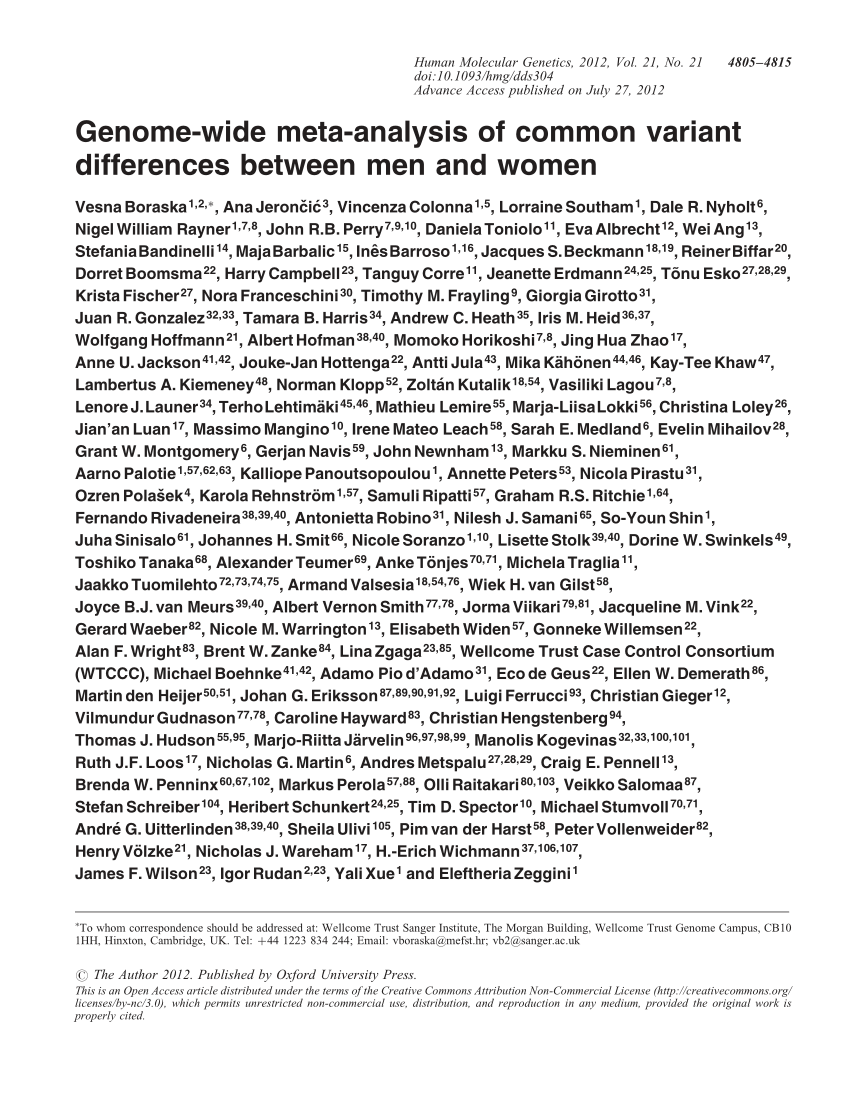 Pdf Genome Wide Meta Analysis Of Common Variant Differences Between