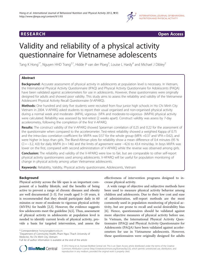 validity and reliability of questionnaire