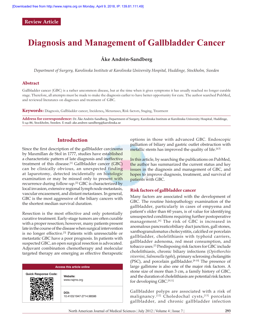 research paper on gallbladder cancer