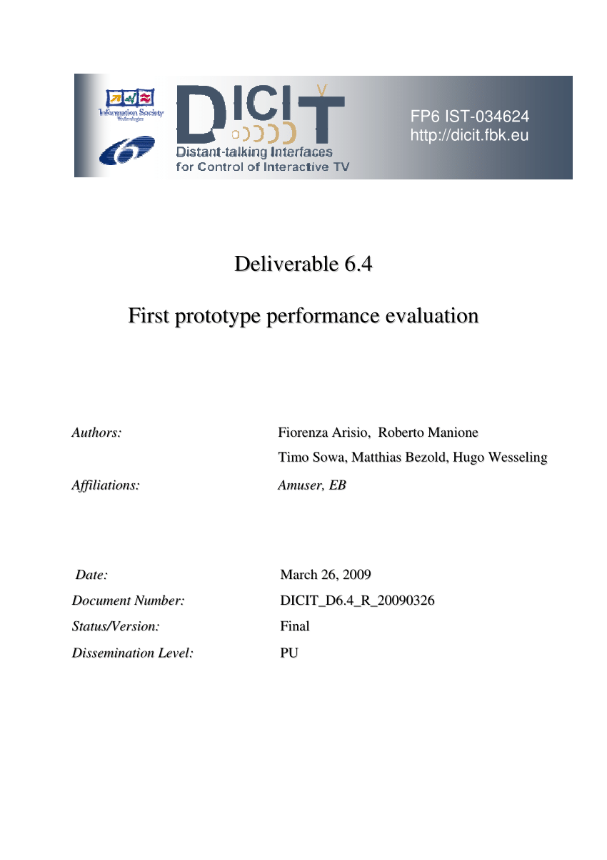 Pdf First Prototype Performance Evaluation