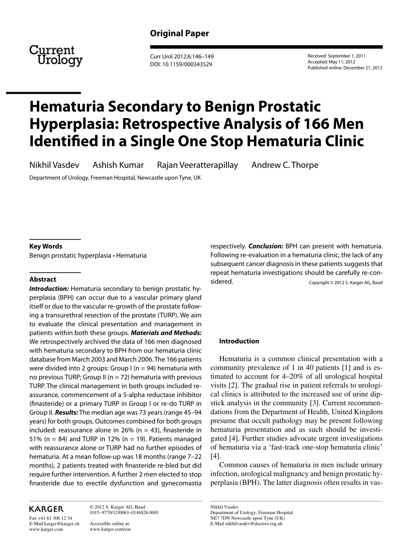 hematuria a prostatitis alatt