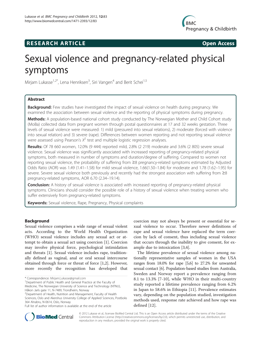 PDF Sexual violence and pregnancy related physical symptoms