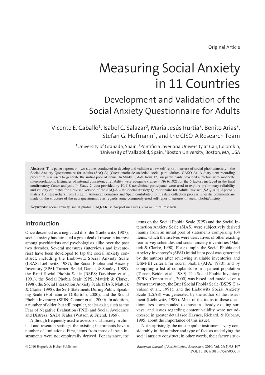 recommendation in research about social anxiety