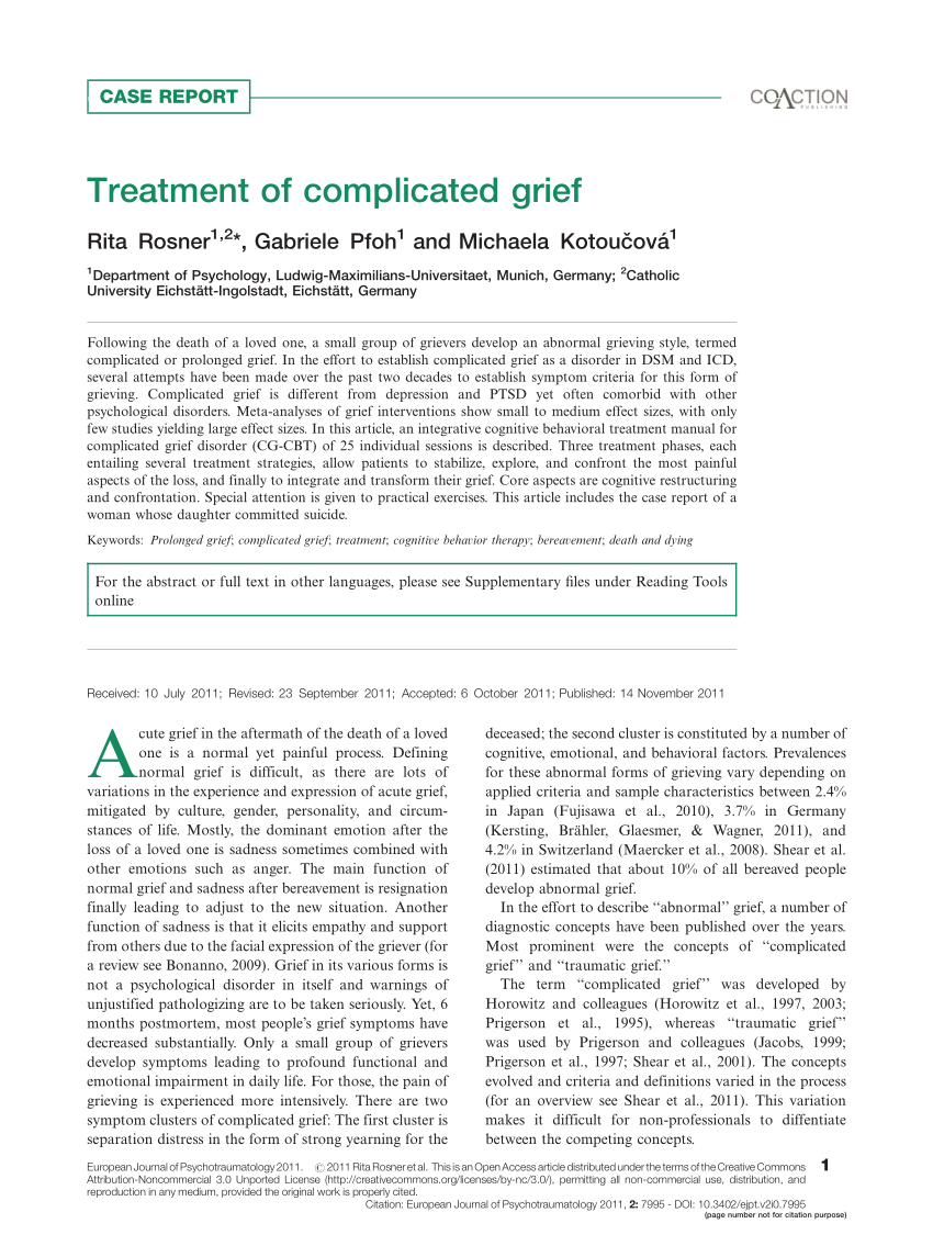 Pdf Cbt And The Older Adults Grief