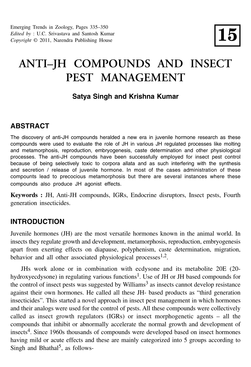 Pdf Anti Jh Compounds And Insect Pest Management