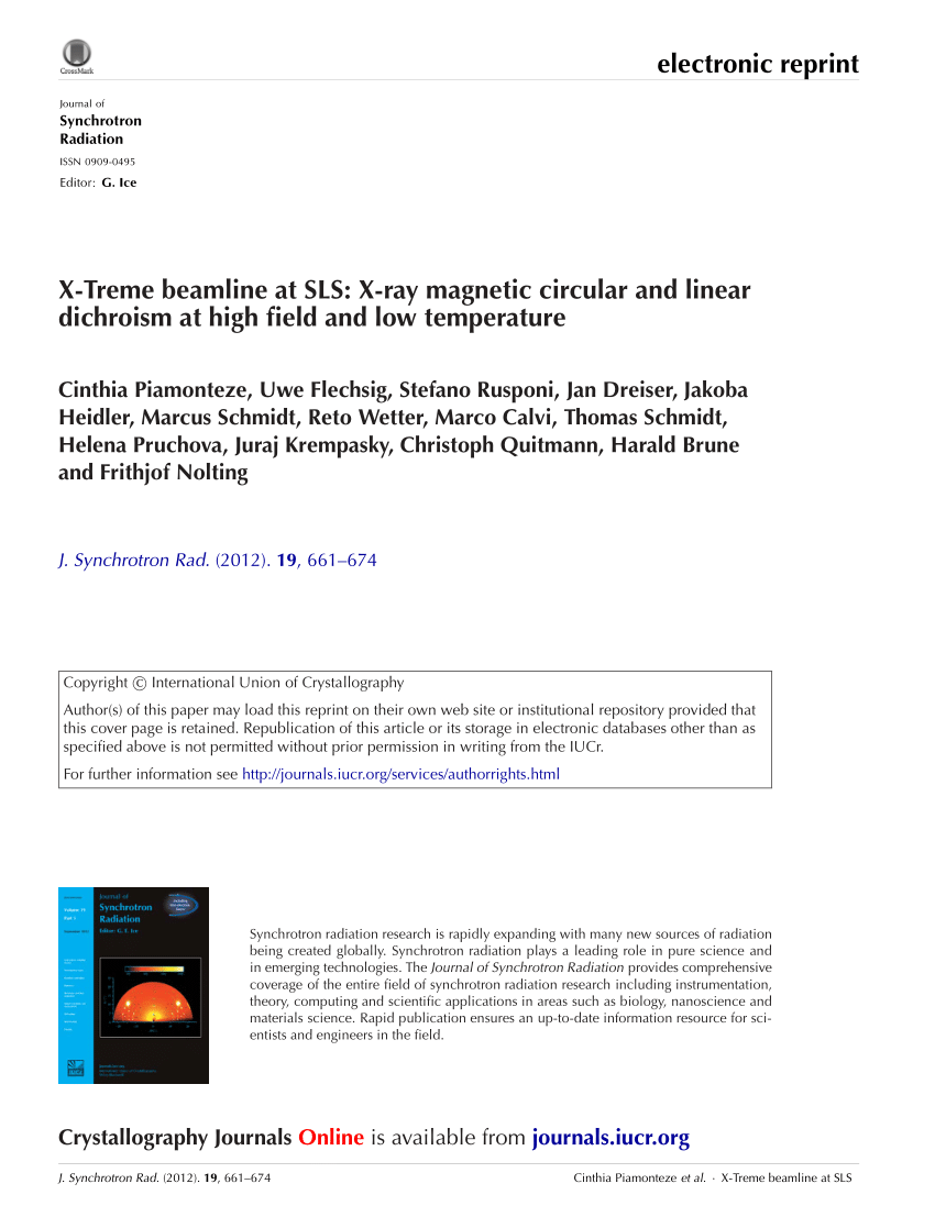 Pdf X Treme Beamline At Sls X Ray Magnetic Circular And Linear Dichroism At High Field And Low Temperature
