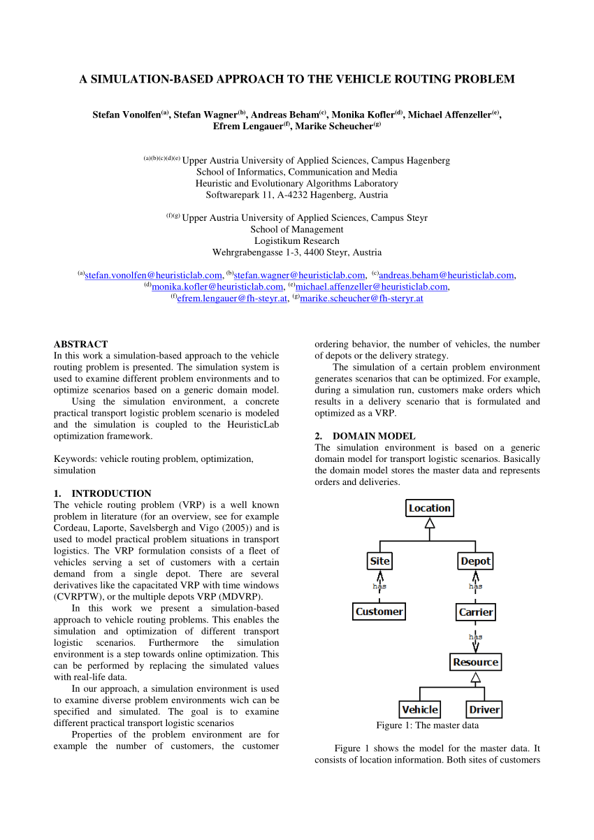 Pdf A Simulation Based Approach To The Vehicle Routing Problem - 