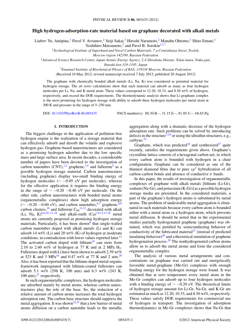 Pdf High Hydrogen Adsorption Rate Material Based On