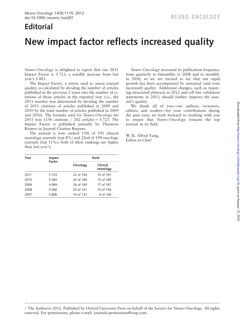 (PDF) New impact factor reflects increased quality