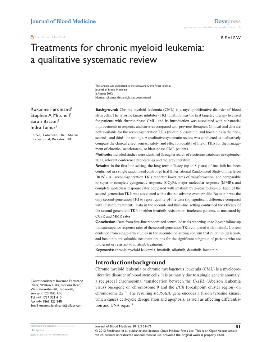 research paper on chronic myeloid leukaemia