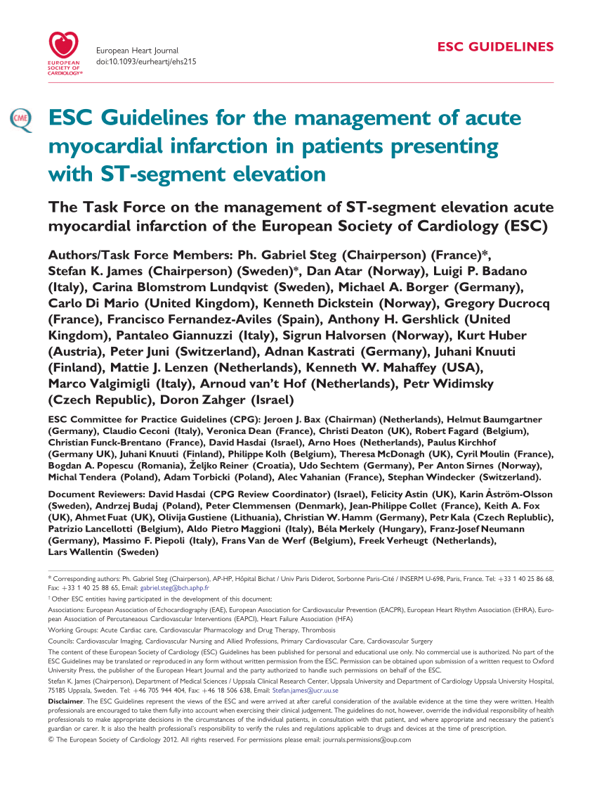 (PDF) ESC Guidelines for the management of acute myocardial infarction in patients presenting ...
