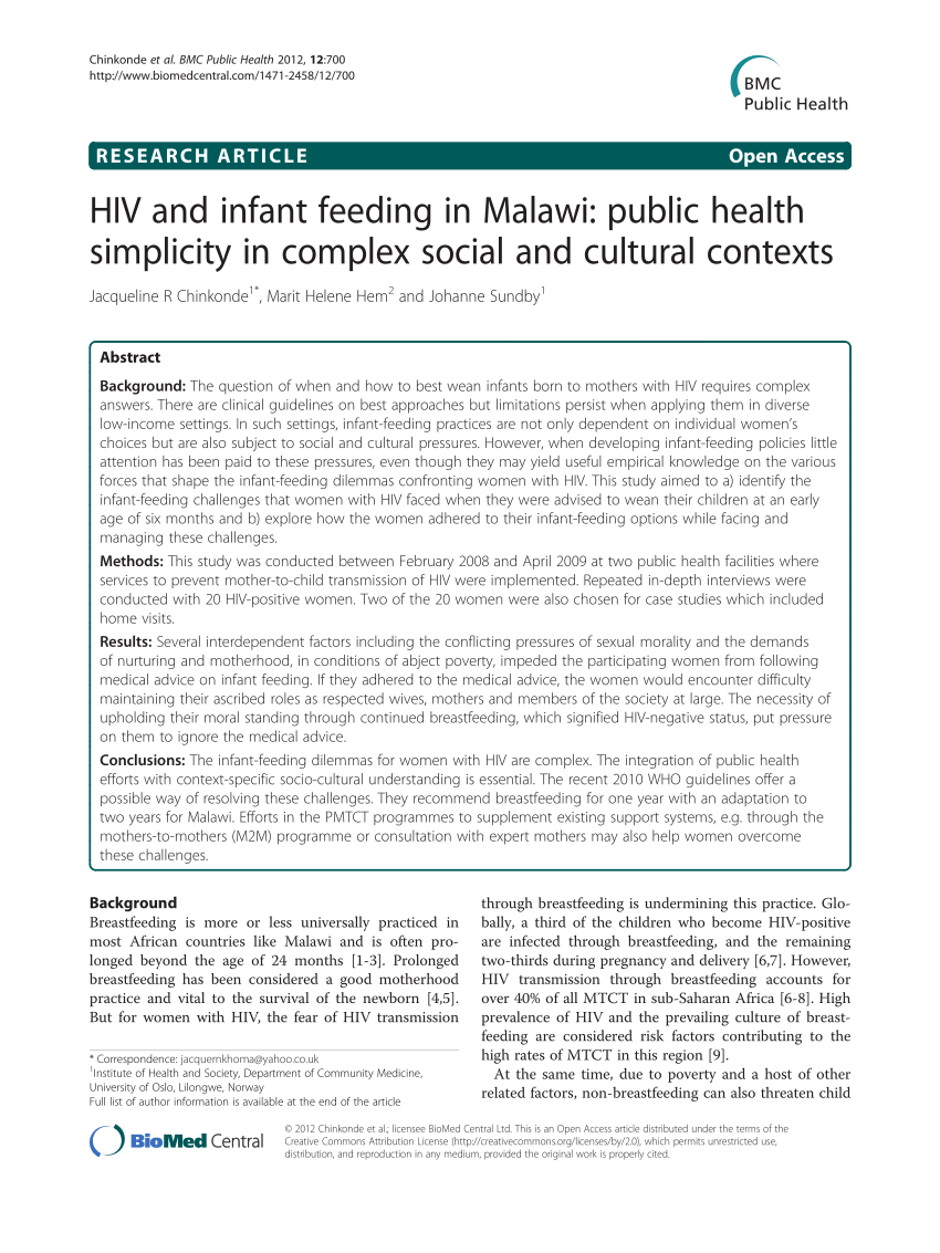PDF) HIV and infant feeding in Malawi 