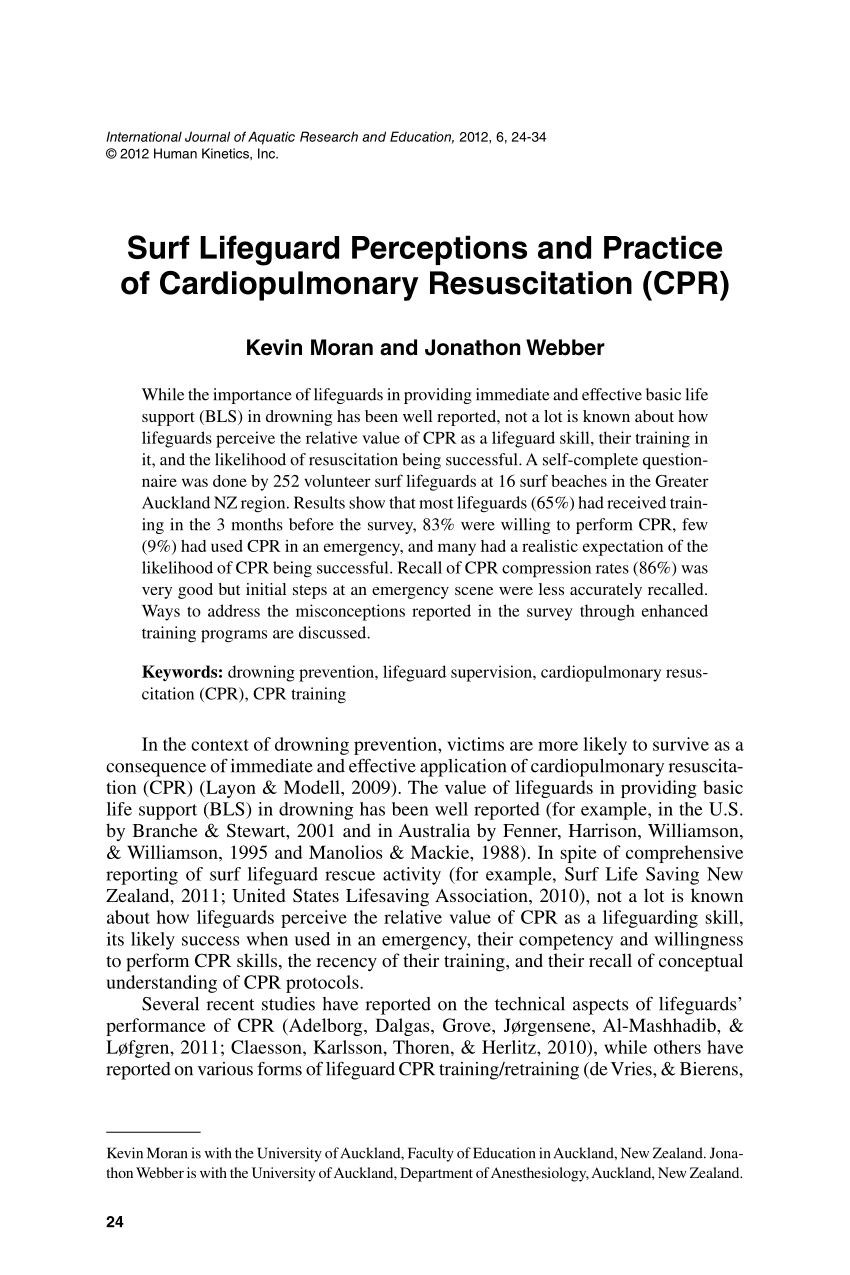 Pdf Surf Lifeguard Perceptions And Practice Of Cardiopulmonary Resuscitation Cpr