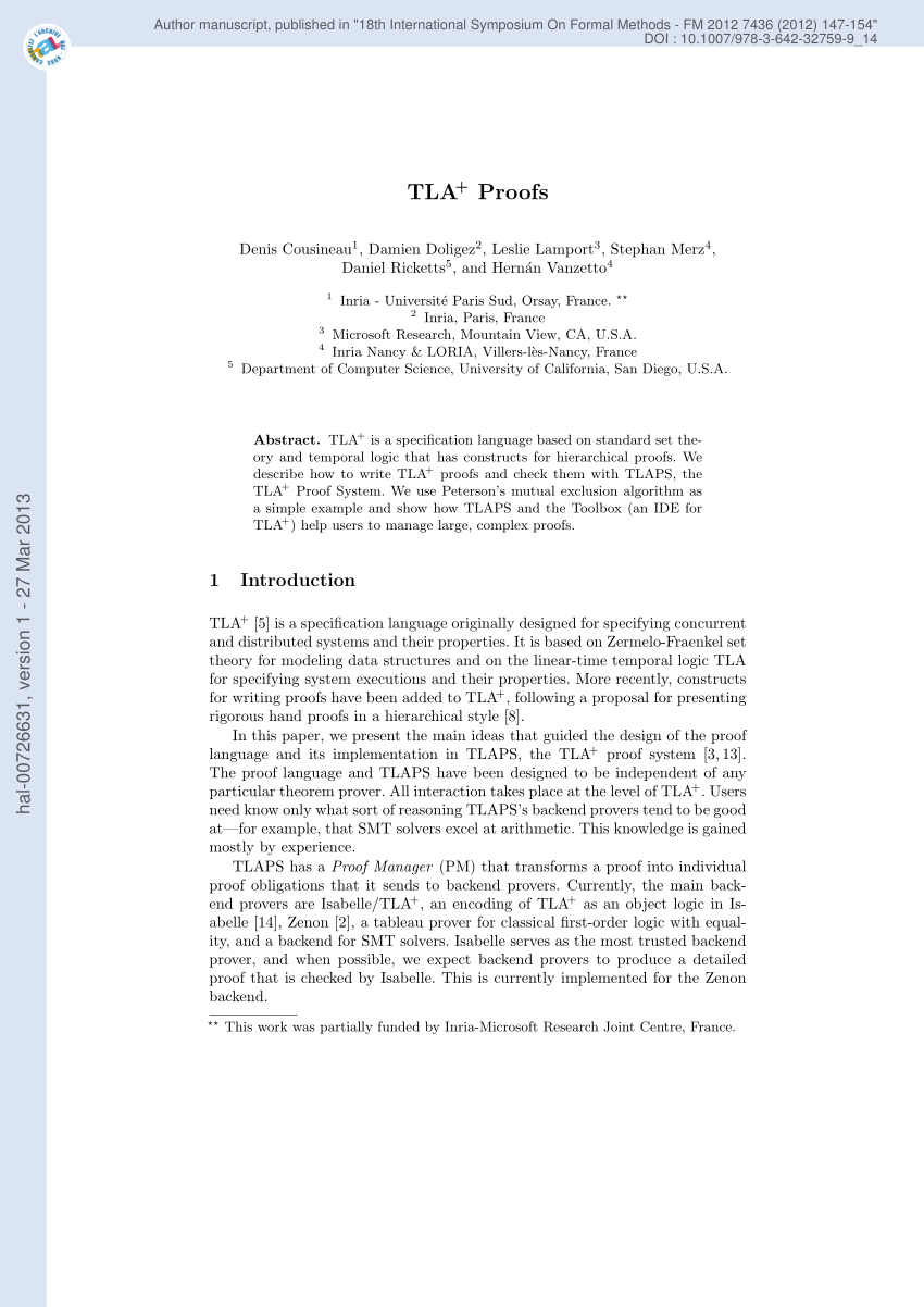 PDF) TLA+ Proofs