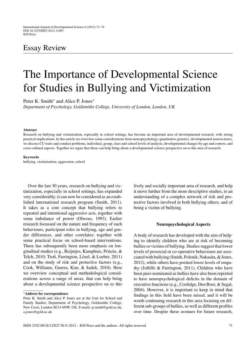 significance of the study in research bullying